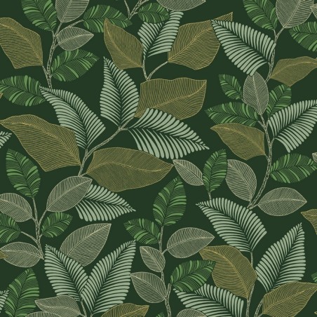 Papel pintado Paraty con diseño de lianas y selva ecuatorial.