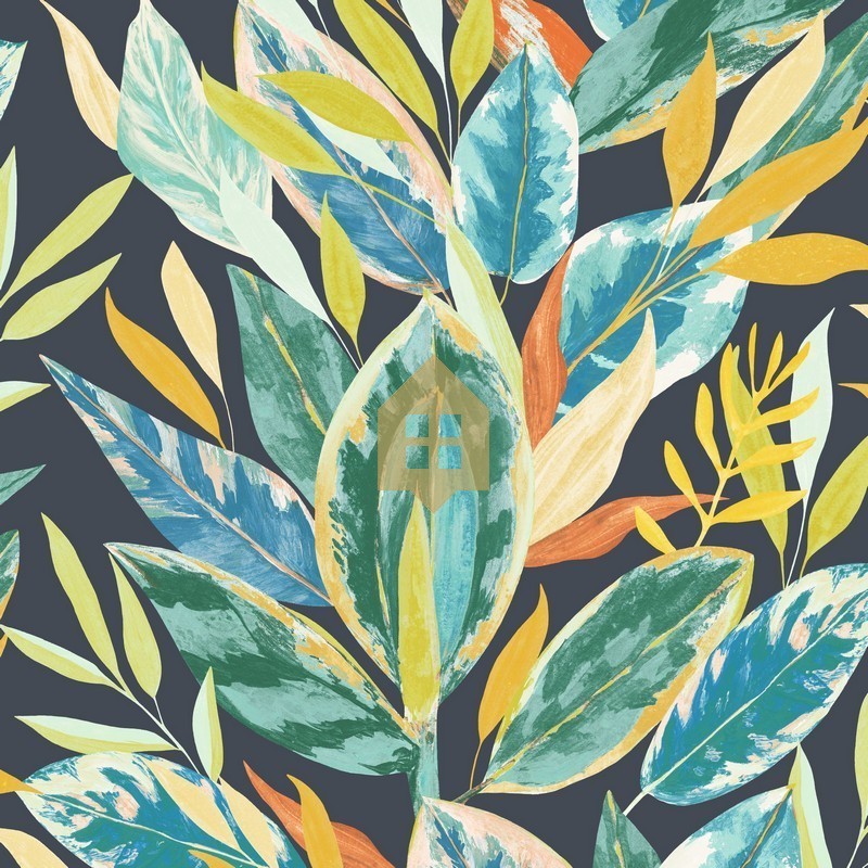 Papel pintado Ficus con diseño de selva detallada e impresión digital.