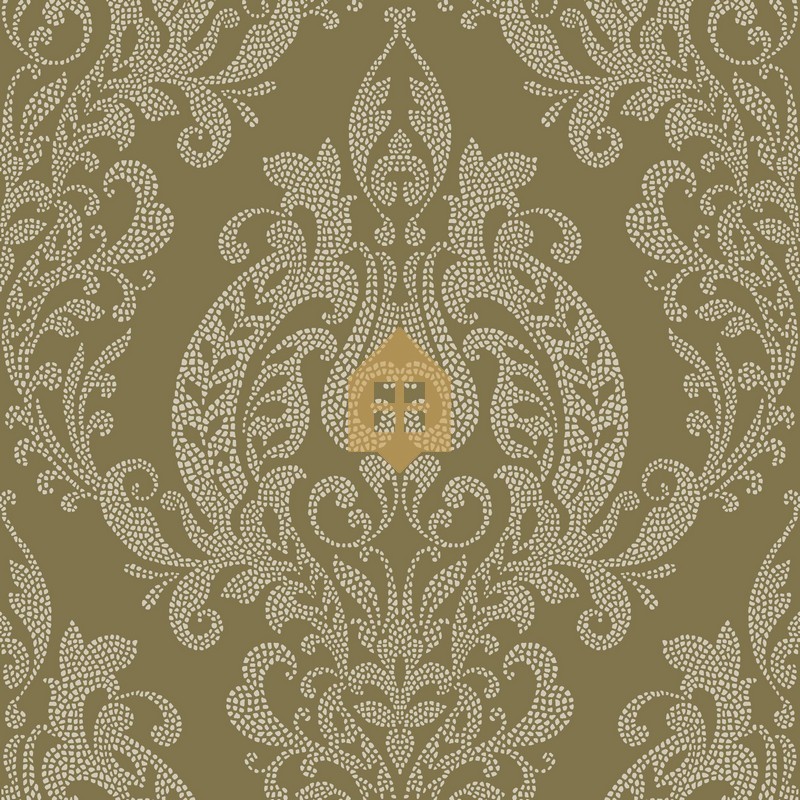 Papel pintado Quintessence con motivo clásico y brillos sutiles.