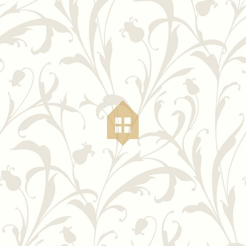 Papel pintado Opaline con diseño de arabescos vegetales y acabado de lujo.