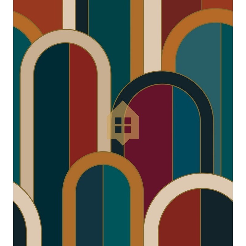 Papel pintado panorámico BARTHELEMY con arcos estilo Art déco.
