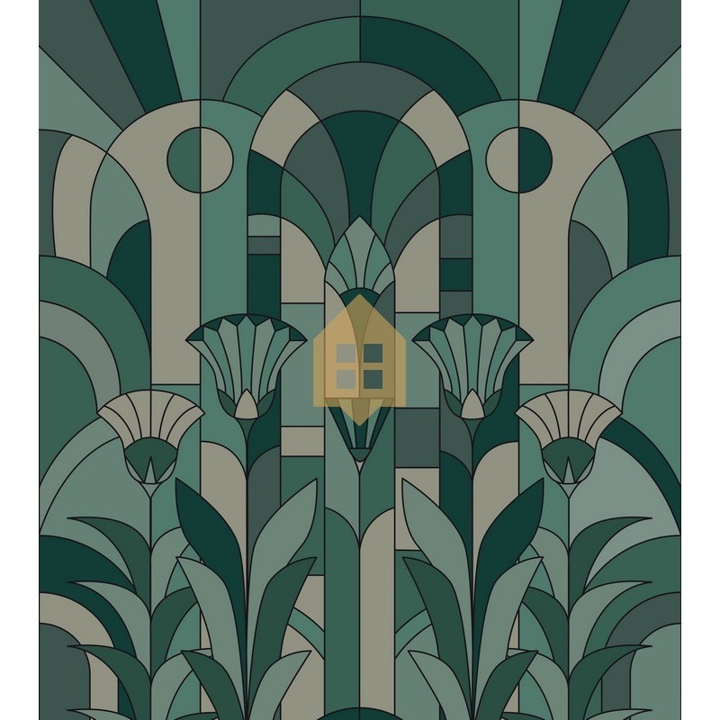 Mural panorámico Eugenie con diseño de vidriera Art déco.