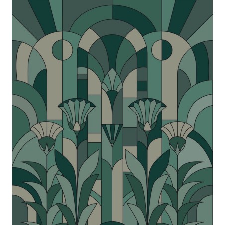 Mural panorámico Eugenie con diseño de vidriera Art déco.