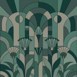 Mural panorámico Eugenie con diseño de vidriera Art déco.