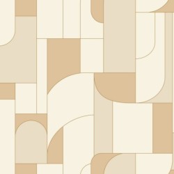 Papel pintado Achille con diseño geométrico Art déco y líneas doradas.