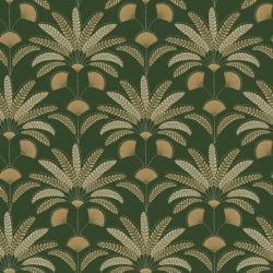 Papel pintado Gisele con diseño de palmeras estilo Art déco.