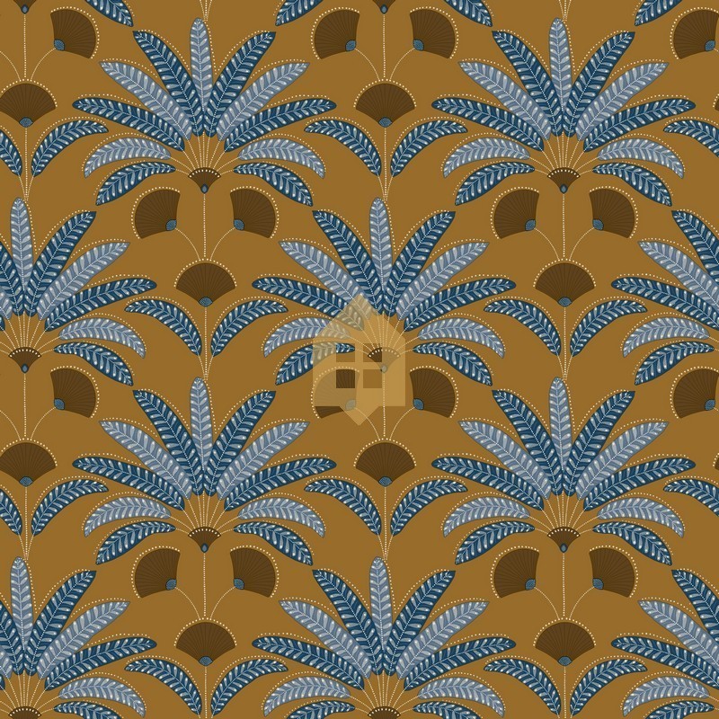 Papel pintado Gisele con diseño de palmeras estilo Art déco.