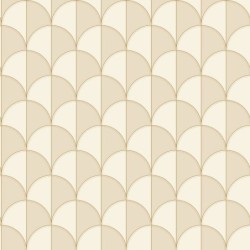 Papel pintado Mariette con diseño de abanicos y acabado nacarado.