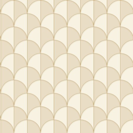 Papel pintado Mariette con diseño de abanicos y acabado nacarado.