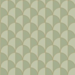 Papel pintado Mariette con diseño de abanicos y acabado nacarado.