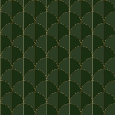 Papel pintado Mariette con diseño de abanicos y acabado nacarado.