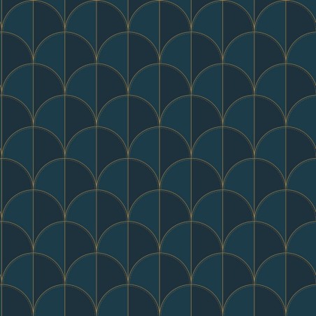 Papel pintado Mariette con diseño de abanicos y acabado nacarado.