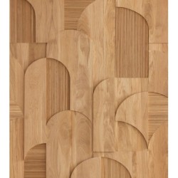 Papel pintado panorámico Tassea con efecto madera fotográfico.