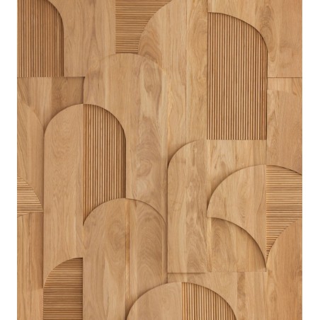Papel pintado panorámico Tassea con efecto madera fotográfico.