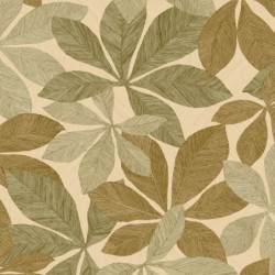 Papel pintado Lignaria con diseño vegetal y textura de madera.