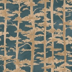 Papel pintado Ame con diseño de árboles en tinta china y acabado seda.