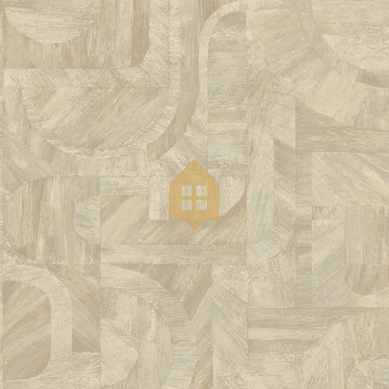 Papel pintado Intarsia con diseño de mosaico de hojas naturales.