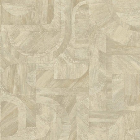 Papel pintado Intarsia con diseño de mosaico de hojas naturales.