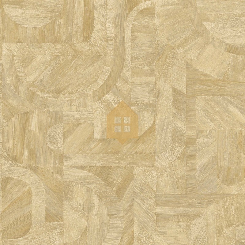 Papel pintado Intarsia con diseño de mosaico de hojas naturales.