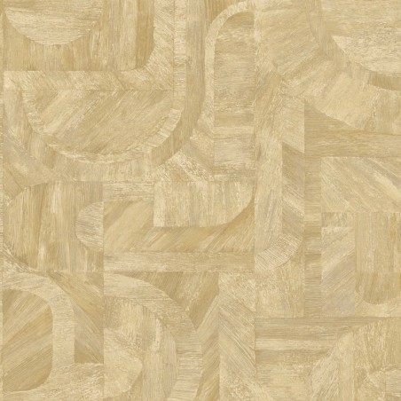 Papel pintado Intarsia con diseño de mosaico de hojas naturales.
