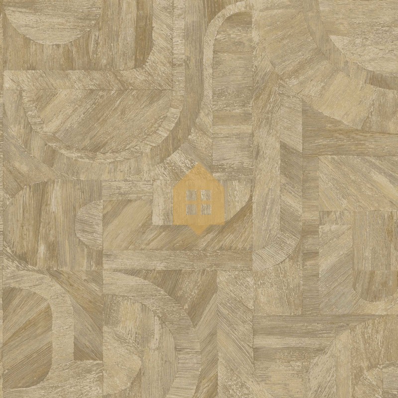 Papel pintado Intarsia con diseño de mosaico de hojas naturales.