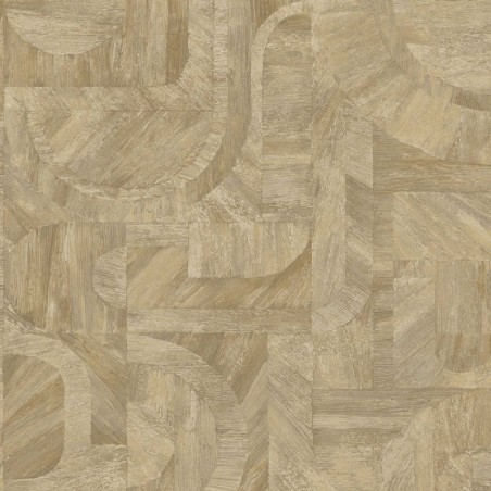 Papel pintado Intarsia con diseño de mosaico de hojas naturales.