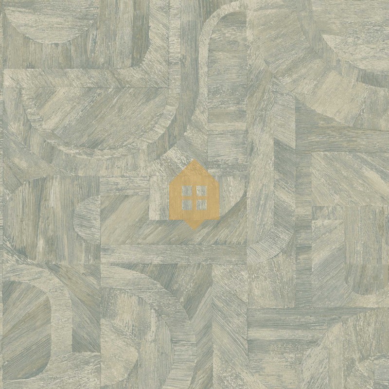Papel pintado Intarsia con diseño de mosaico de hojas naturales.