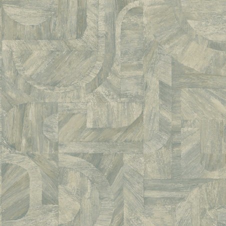 Papel pintado Intarsia con diseño de mosaico de hojas naturales.