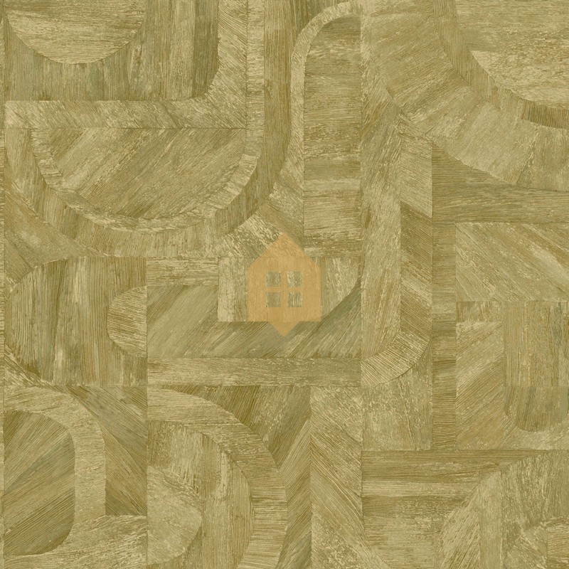 Papel pintado Intarsia con diseño de mosaico de hojas naturales.