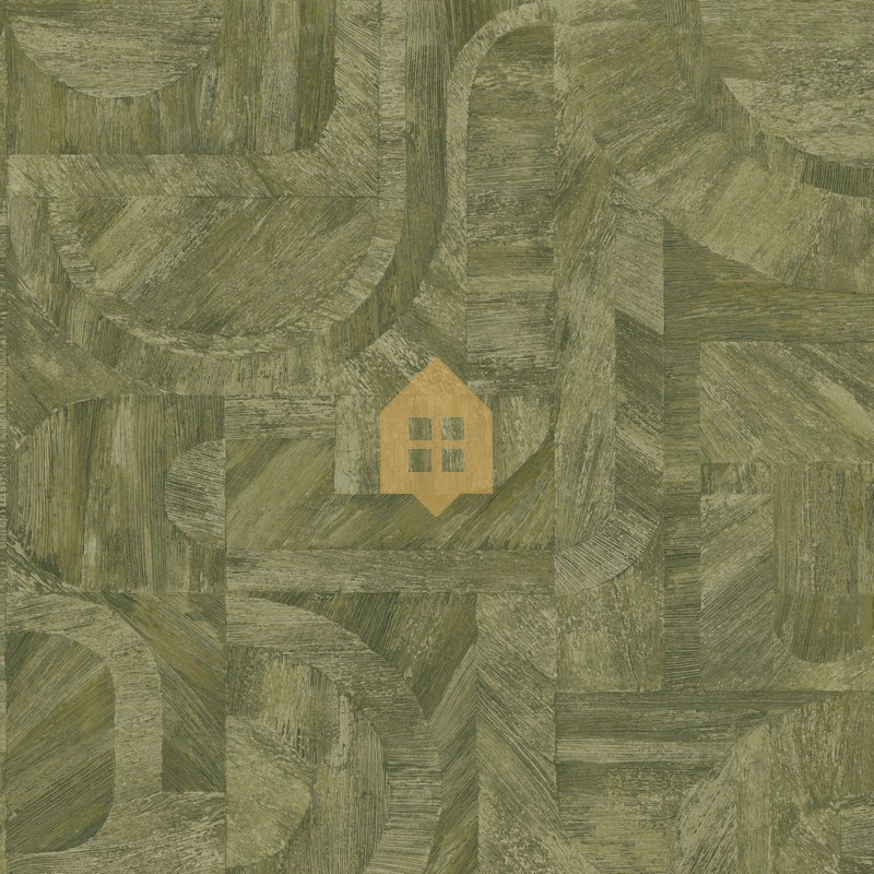 Papel pintado Intarsia con diseño de mosaico de hojas naturales.