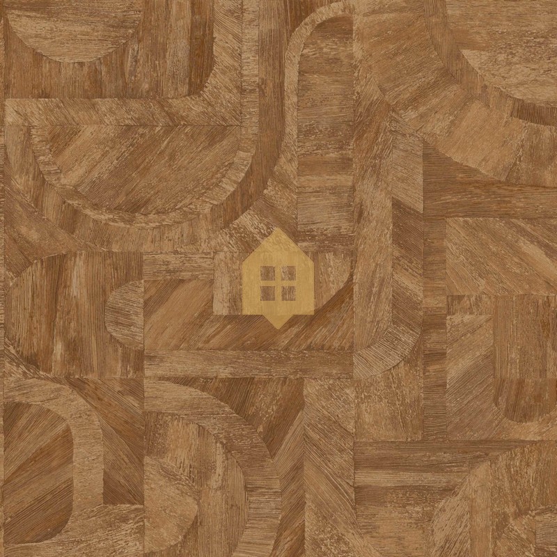Papel pintado Intarsia con diseño de mosaico de hojas naturales.