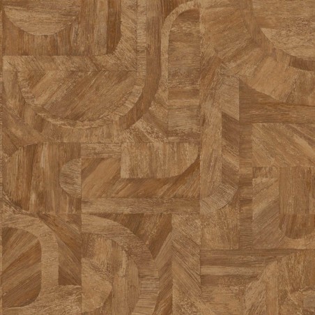 Papel pintado Intarsia con diseño de mosaico de hojas naturales.