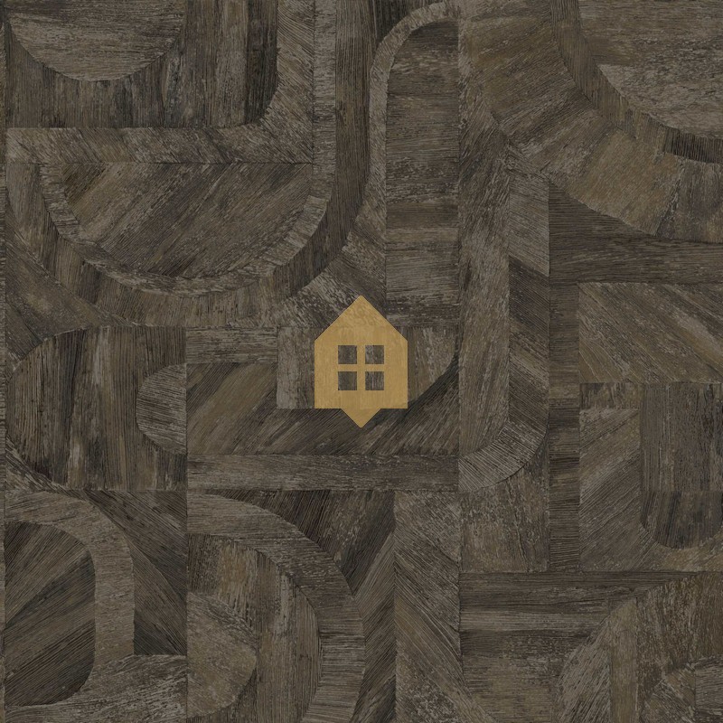 Papel pintado Intarsia con diseño de mosaico de hojas naturales.