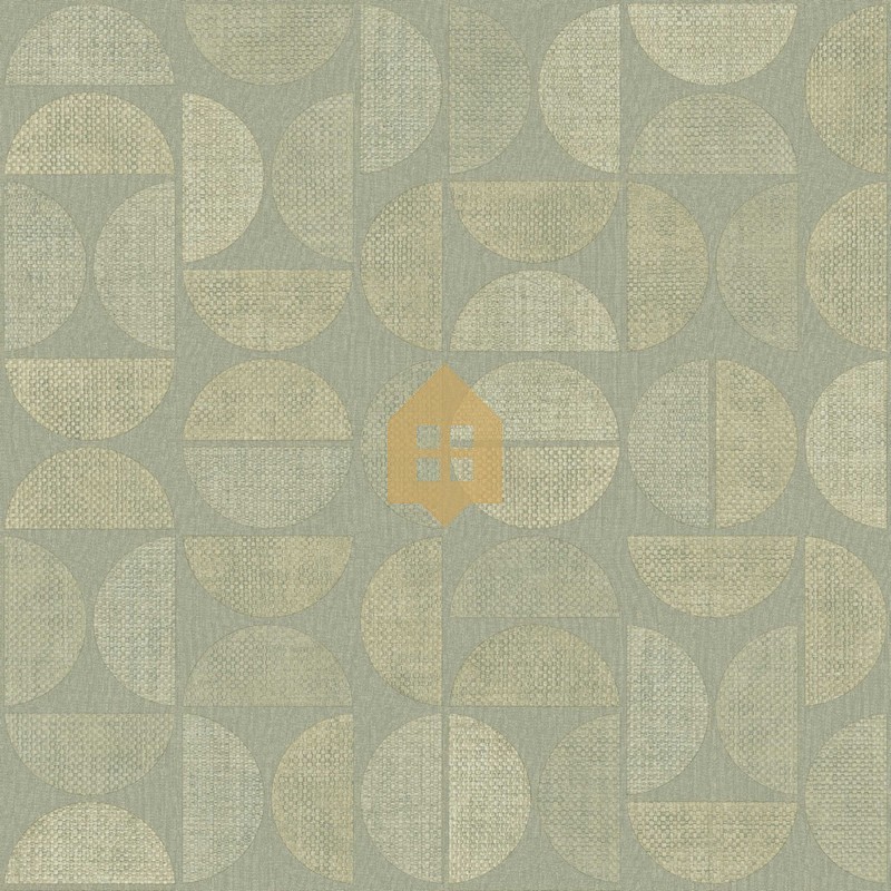 Papel pintado Dualis con diseño geométrico de semicírculos de rafia.