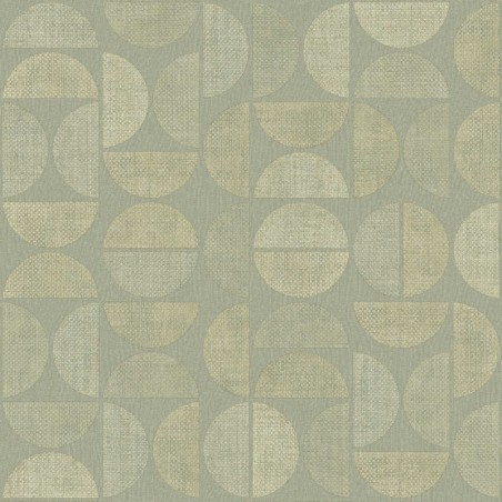 Papel pintado Dualis con diseño geométrico de semicírculos de rafia.