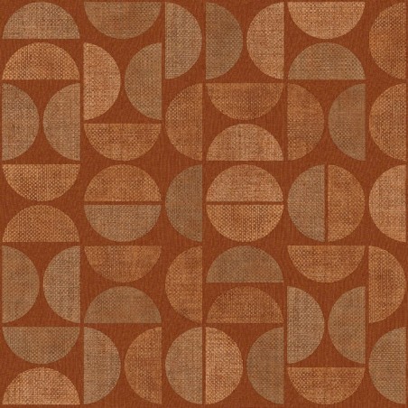 Papel pintado Dualis con diseño geométrico de semicírculos de rafia.