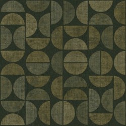 Papel pintado Dualis con diseño geométrico de semicírculos de rafia.