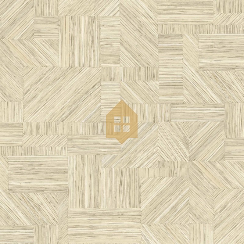 Papel pintado Imbrication con diseño geométrico de paja entrelazada.