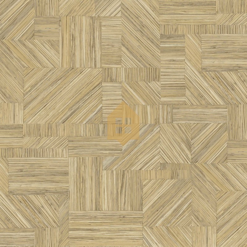 Papel pintado Imbrication con diseño geométrico de paja entrelazada.