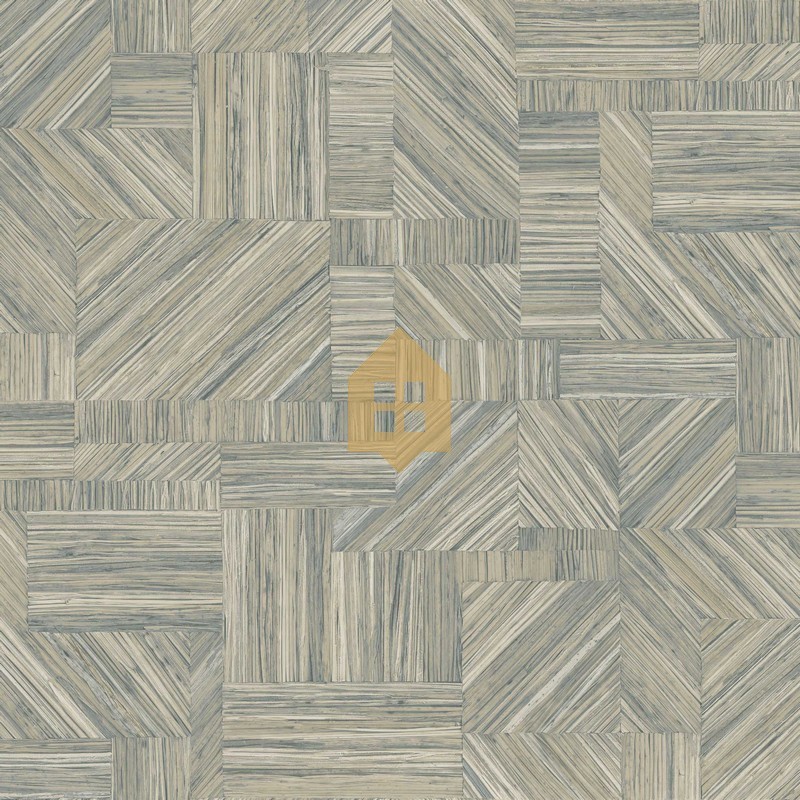 Papel pintado Imbrication con diseño geométrico de paja entrelazada.
