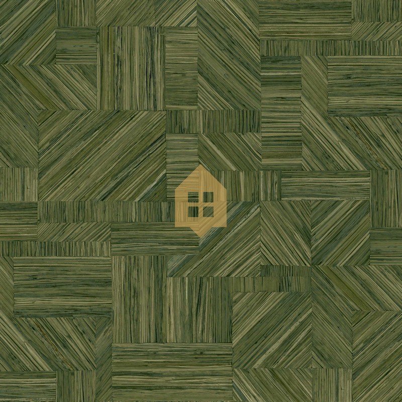 Papel pintado Imbrication con diseño geométrico de paja entrelazada.