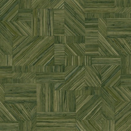 Papel pintado Imbrication con diseño geométrico de paja entrelazada.