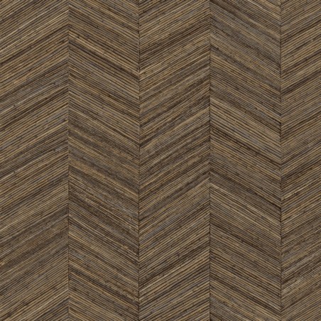 Papel pintado Ocotea con diseño de espiga efecto varas de madera.