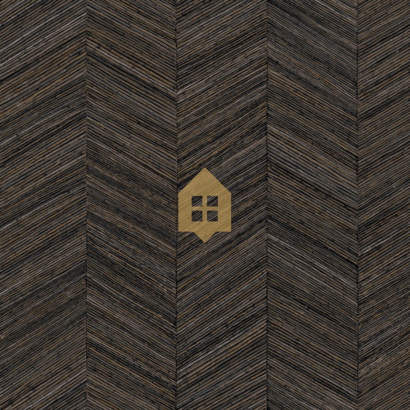 Papel pintado Ocotea con diseño de espiga efecto varas de madera.