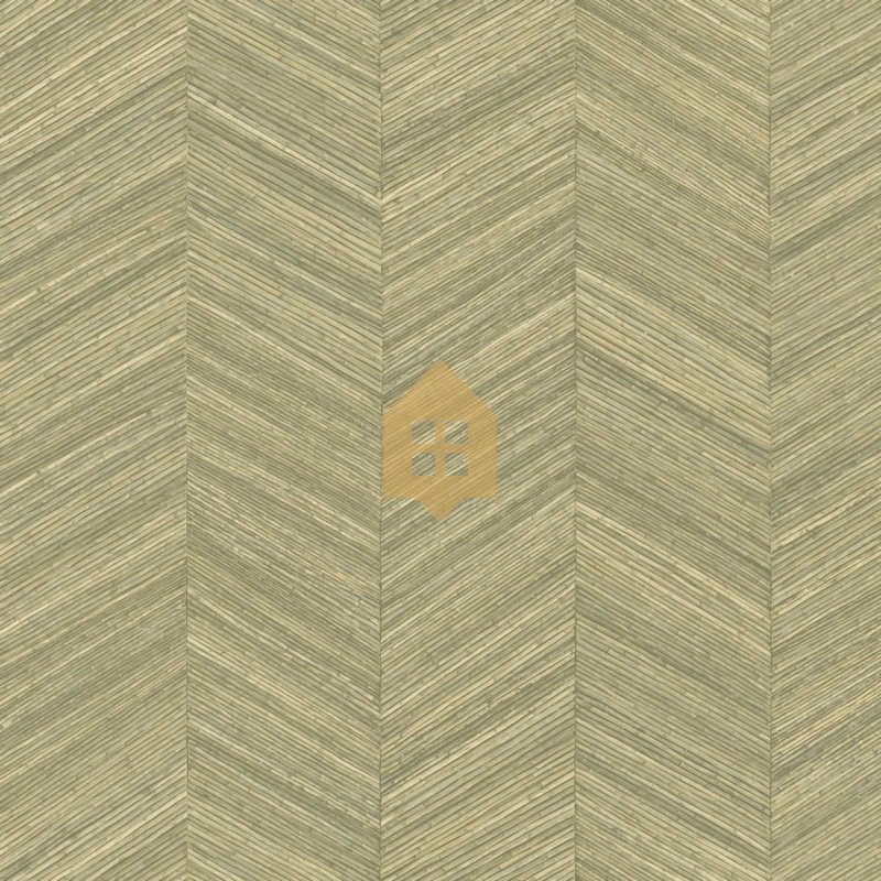 Papel pintado Ocotea con diseño de espiga efecto varas de madera.