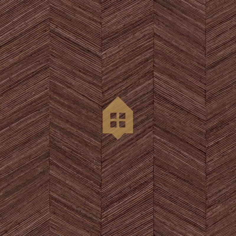Papel pintado Ocotea con diseño de espiga efecto varas de madera.