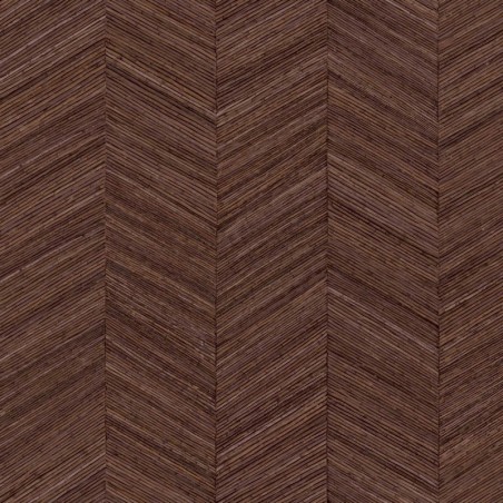 Papel pintado Ocotea con diseño de espiga efecto varas de madera.