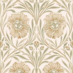 Papel pintado Isadora con diseño de grandes claveles estilizados.