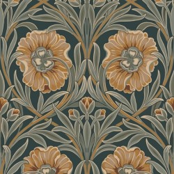 Papel pintado Isadora con diseño de grandes claveles estilizados.