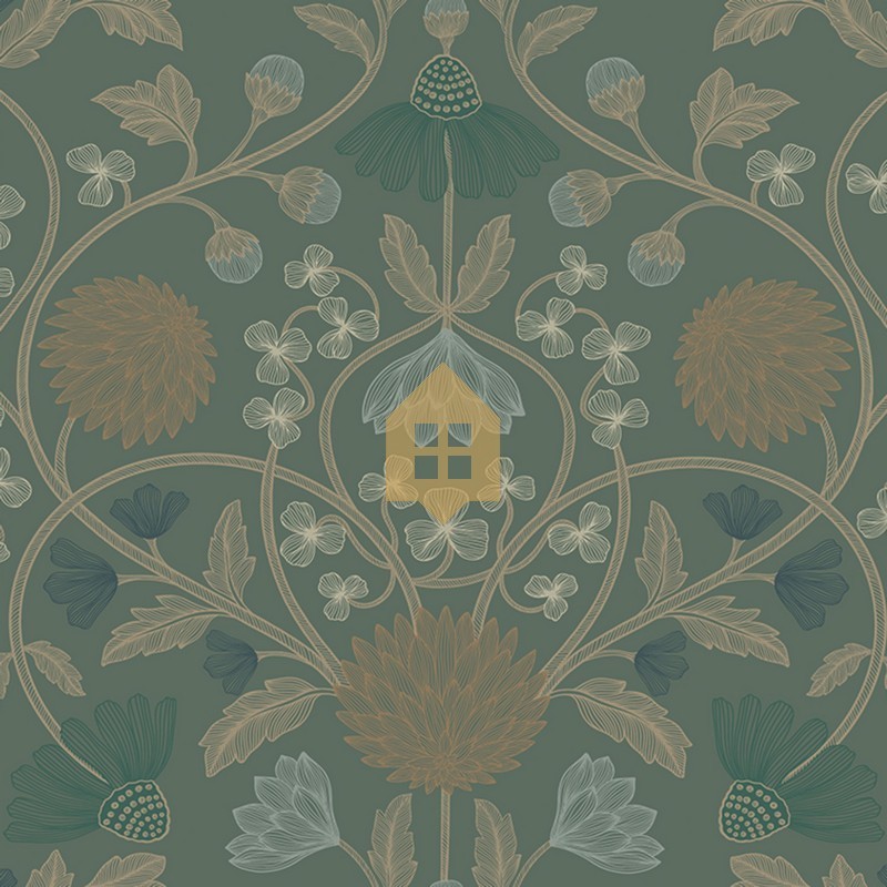 Papel pintado Hippolyte con diseño floral fino y estilo parisino.